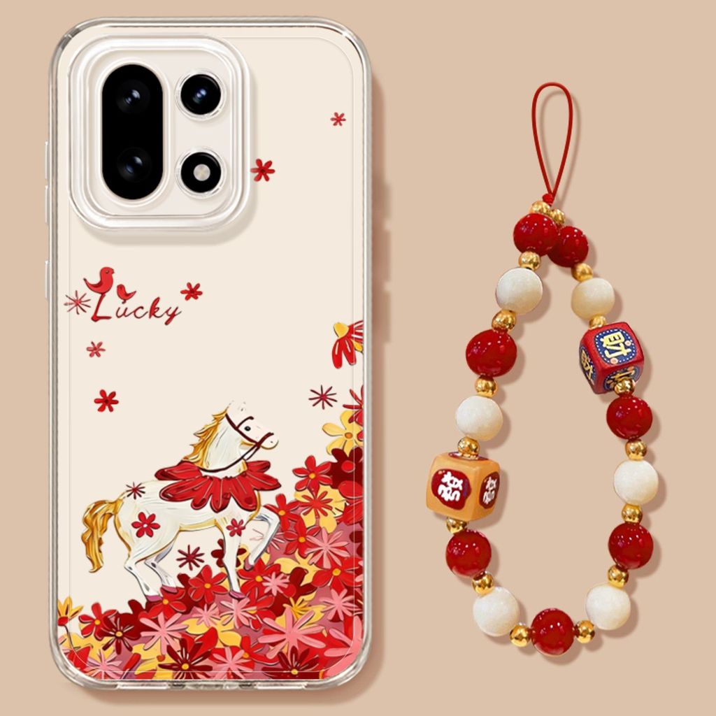 Lucky Flower Horse Thích Hợp OnePlus 15 Ốp Điện Thoại Phong Cách Mới 1Plus 13T Trong Suốt Chống Sốc 