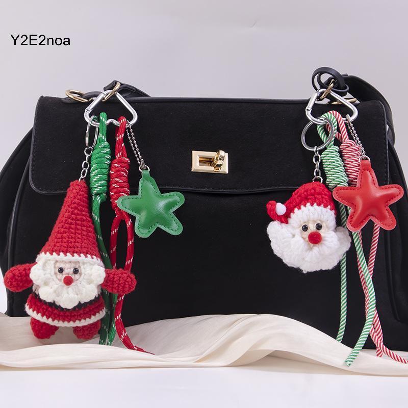 Y2E2noa 1 Món Quà Giáng Sinh Vui Móc Ông Già Noel Búp Bê Móc Khóa Dễ Thương Handmade Sang Trọng Len 