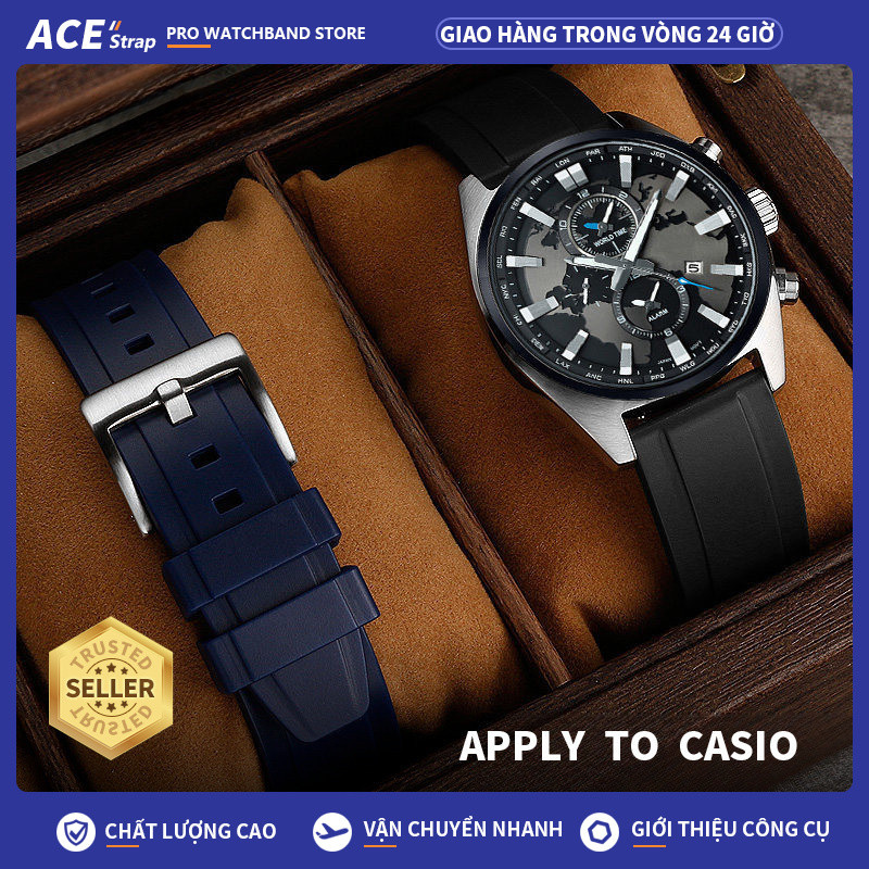 Áp dụng cho dây đeo đồng hồ CASIO EFR-303L & EFR-303D, dây đeo thay thế cao su mềm 22mm cho các mẫu 