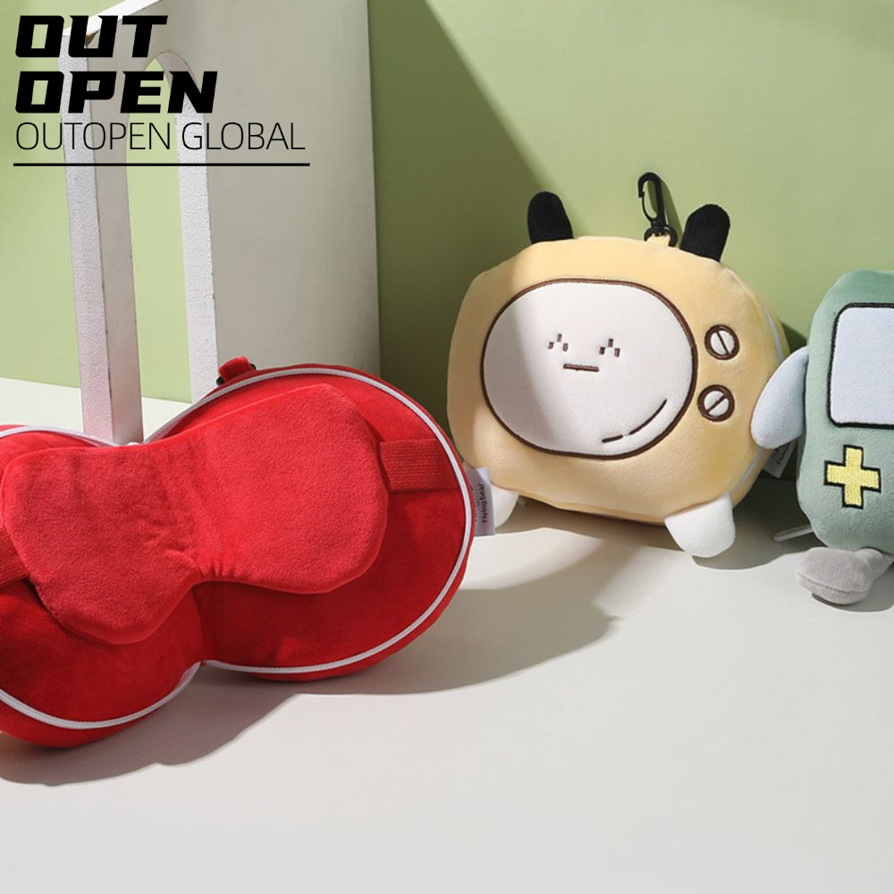 OUTOPEN Travel Eye Cover, Gối Cổ 2 Trong 1 Nhung, Hoạt Hình Sáng Tạo Đa Năng Di Động Ngủ Gối Ngủ Ngủ