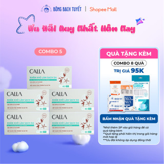  Combo 5 hộp khăn khô Bông Bạch Tuyết làm sạch da Calla đa năng 80 miếng hộp - bông tẩy trang 