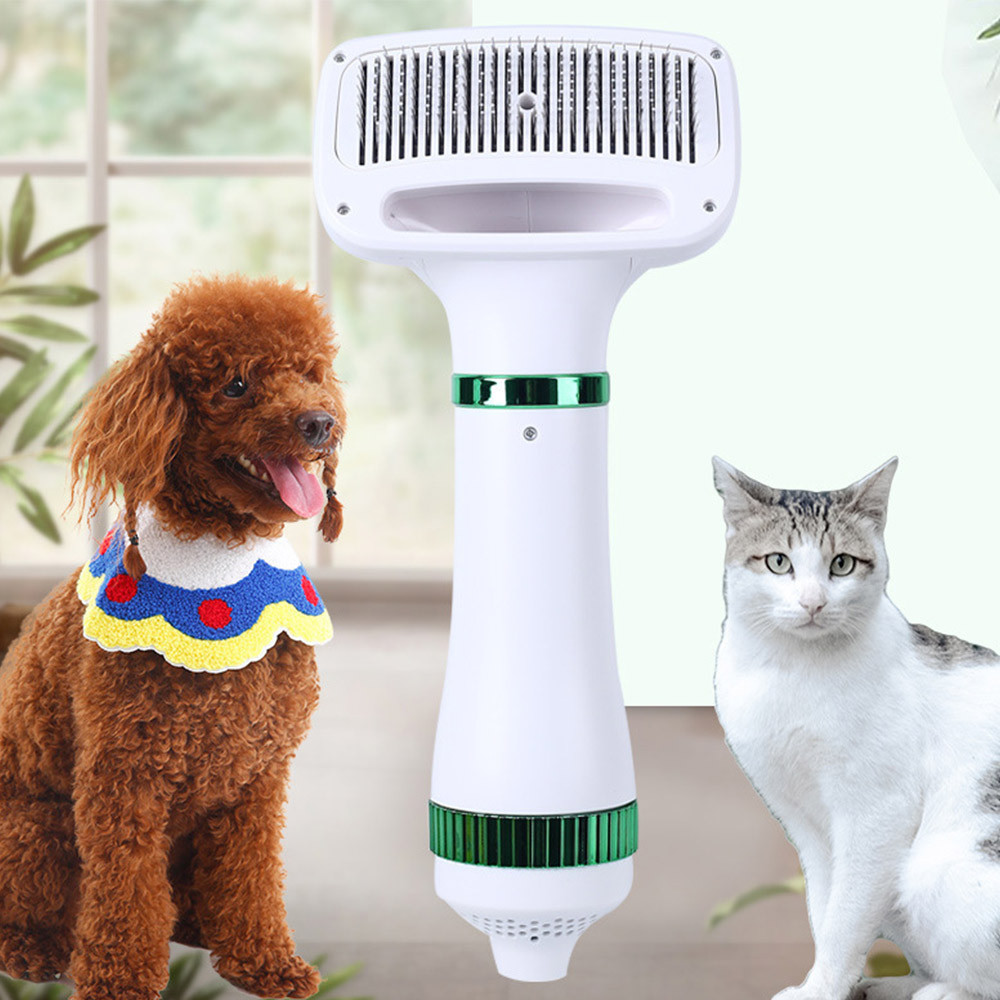 2 in 1 Pet Hair Dryer Comb Portable with Slicker Brush Cat Hair Comb Dog and Low Noise Blower Hair D
