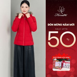  Áo Khoác Phao Nữ HeraDG Dáng Ngắn Mũ & Lông Tháo Rời Ôm Dáng Trần Bông 3 Lớp Công Nghệ Nano Siêu Ấm Siêu Nhẹ WJKBE1057 