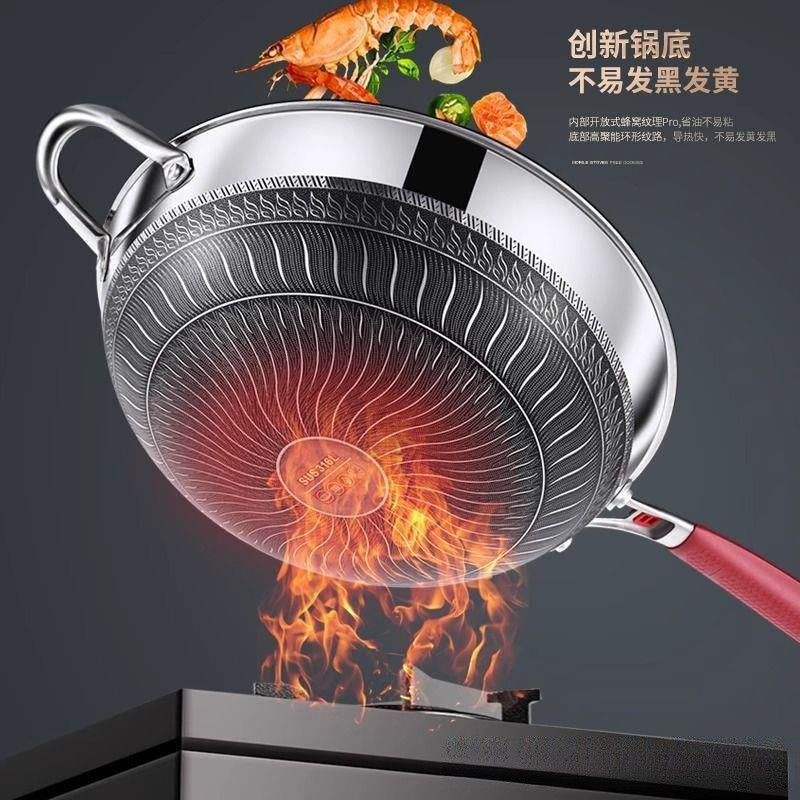 316 Thép Không Gỉ Chảo Tổ Ong Chống Dính Hộ Gia Đình Chảo Cảm Ứng Bếp Gas Chảo Chiên Chảo