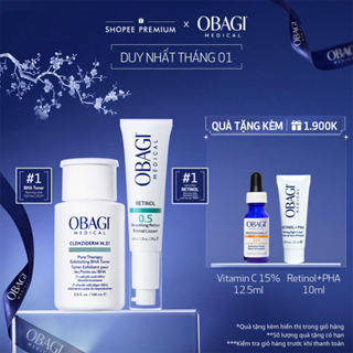  Bộ đôi dưỡng da Dung dịch Obagi Clenziderm M.D BHA Toner 148ml và Kem Chống Lão Hóa & Tái Tạo Da 360 Retinol 0.5 New 28g 
