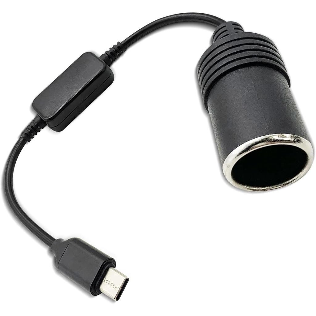 USB C Nam sang 12V 18W Ổ cắm bật lửa thuốc lá Cáp nguồn cho Dash Cam, Máy dò Radar, GPS, Dải đèn Led
