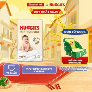  Tã  Bỉm Quần Huggies Skin Perfect M L XL XXL Super Jumbo Với 2 Vùng Thấm Giảm Kích Ứng Da 
