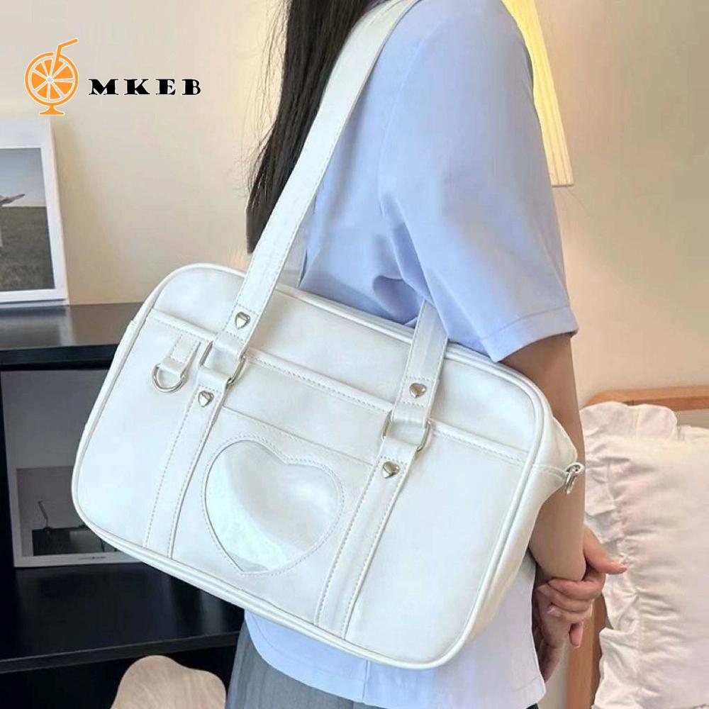 MKEB JK Đồng Nhất Túi Đeo Vai, Da PU Dung Tích Lớn JK Túi Tote, Anime Nhật Bản Thời Trang Trái Tim T