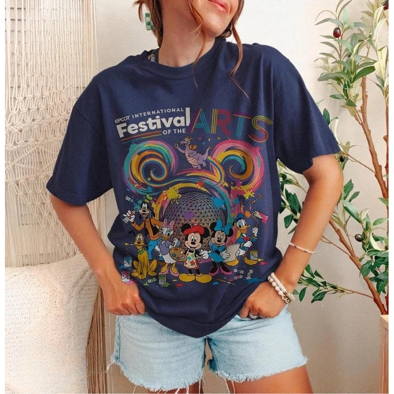 Áo thun lễ hội nghệ thuật EPCOT 2026 Mickey Minnie Donald Daisy Guffy Pluto Element Chuyến đi du lịc