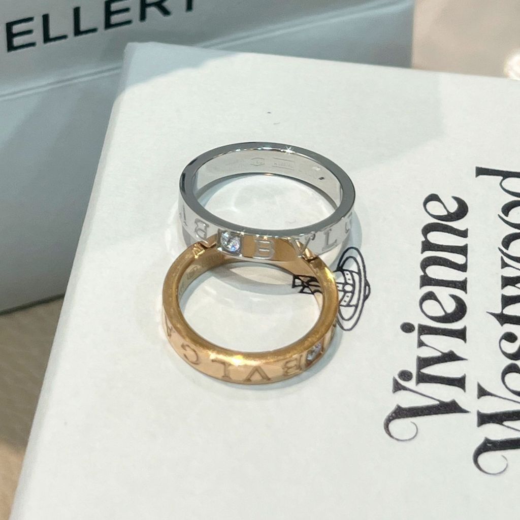 Couple's Letter Single Diamond Ring, Korean Style Rings for Men and Women, Fashionable Rose Gold Rin