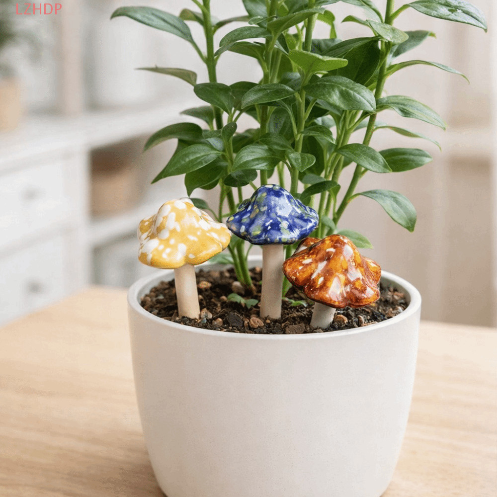 LZHDP 4 Điêu Khắc Gốm Sứ, Đồ Trang Trí Nấm Gốm Sứ Mini, Đồ Trang Trí Bãi Cỏ Thực Tế Nhiều Màu Sắc Vi