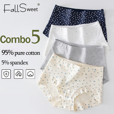 FallSweet Combo 5 Boxer Nữ Bông, Thiết Kế Eo Cao, Phong Cách Thoải Mái, Hợp Size Plus