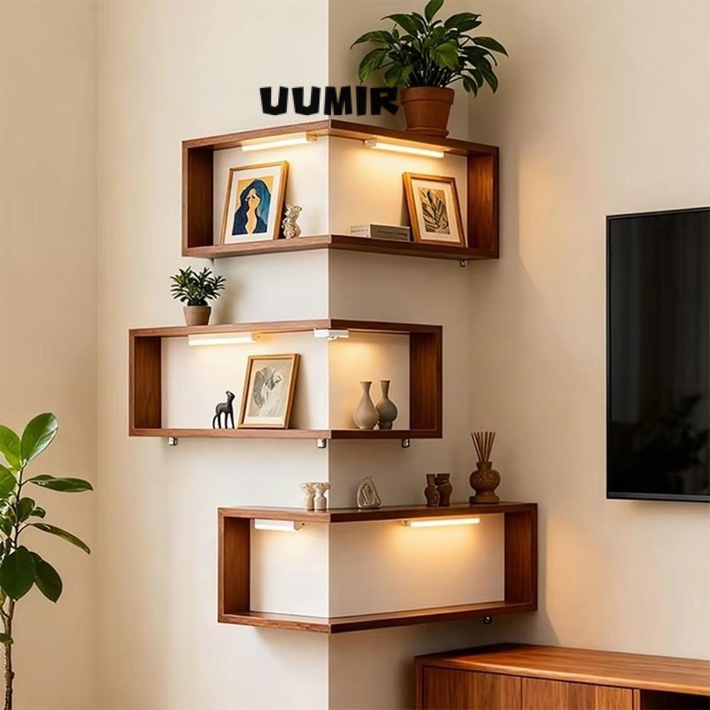 Kệ sách góc UUMIR, Kệ treo tường góc 90 độ, Kệ nổi tiết kiệm không gian Kệ trưng bày bằng gỗ treo tư