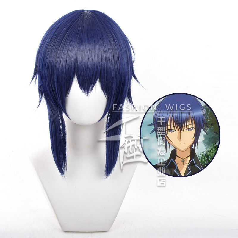 Tóc giả cosplay Tsukiyomi Ikuto Shugo Chara chịu nhiệt, màu xanh, ngắn
