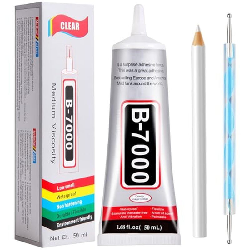 FITTDYHE B7000 Keo Trong Suốt Với Đầu Chính Xác, 50Ml B7000 Keo Trong Suốt Cho Kim Cương Giả Keo Cho