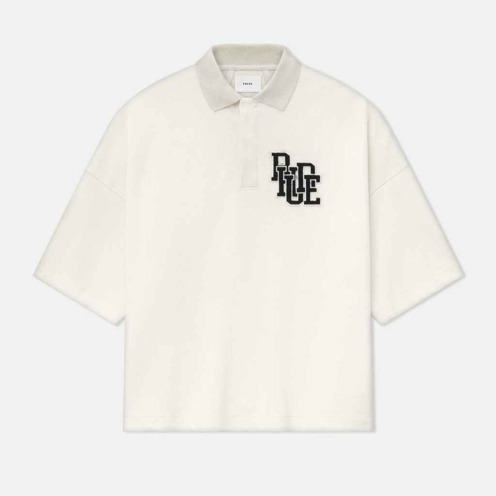 5OAX Rhude Embroidered Letters logo Collared short-sleeve shirt, simple and versatile for both men a