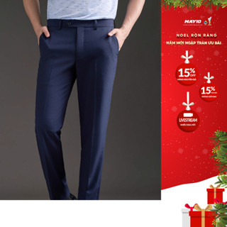  Quần âu nam không ly màu xanh đen May 10 mã 020124141KL-G HM068  chưa lên gấu  