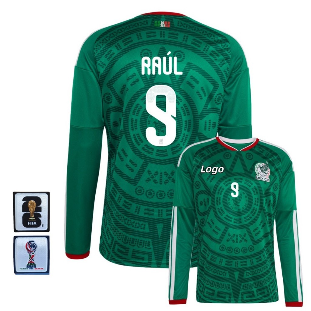 Ao thun bóng đá dài tay nam phiên bản người hâm mộ Mexico 2026, số hiệu #9 RAÚL
