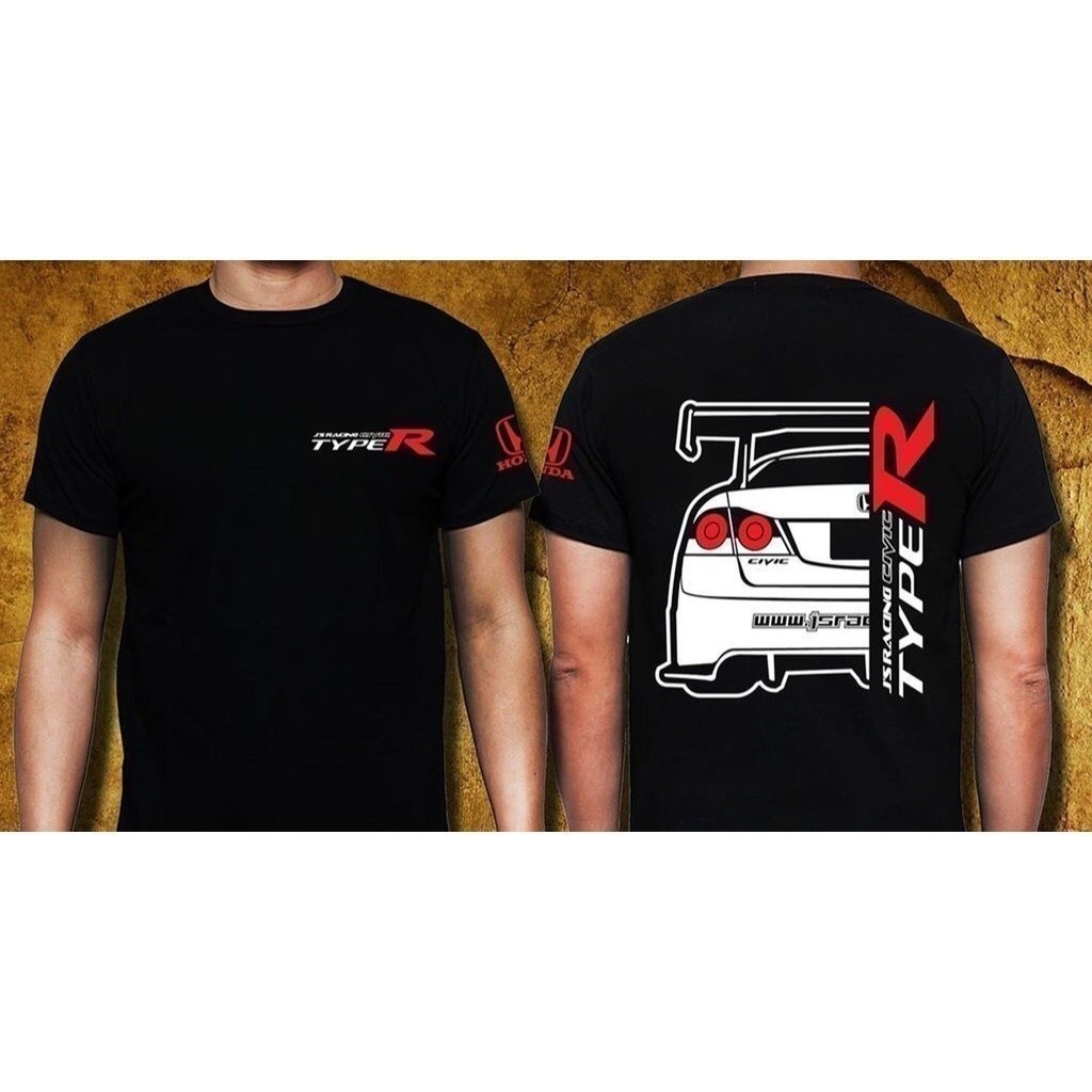 Thời trang 2024 Honda Civic FD FD2R TYPE R Js Racing REAR D2 (Áo thun đen)