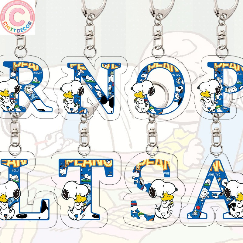 Acrylic Snoopy Letter Keychain Kawaii Student Bag Decorate Accessories Key Ring Couple Suit Creativi