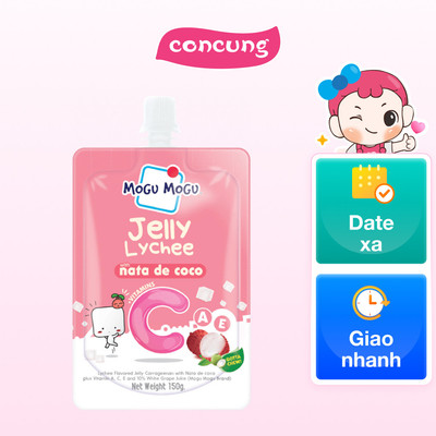 Thực phẩm bổ sung: Nước thạch Jelly Mogu Mogu vị vải với thạch dừa và Vitamin A,C,E 150g
