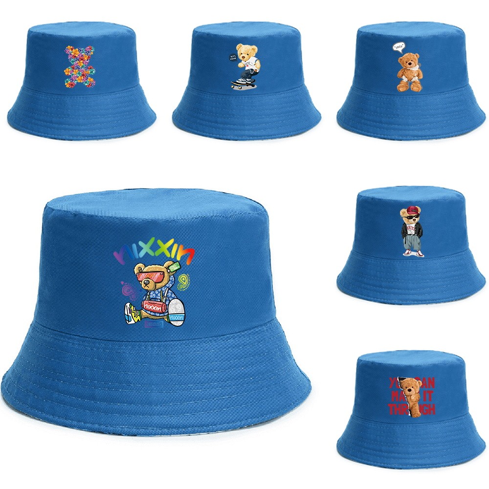 Printed sunshade and sun protection hat Beach vacation Reversible bucket hat Foldable and portable S