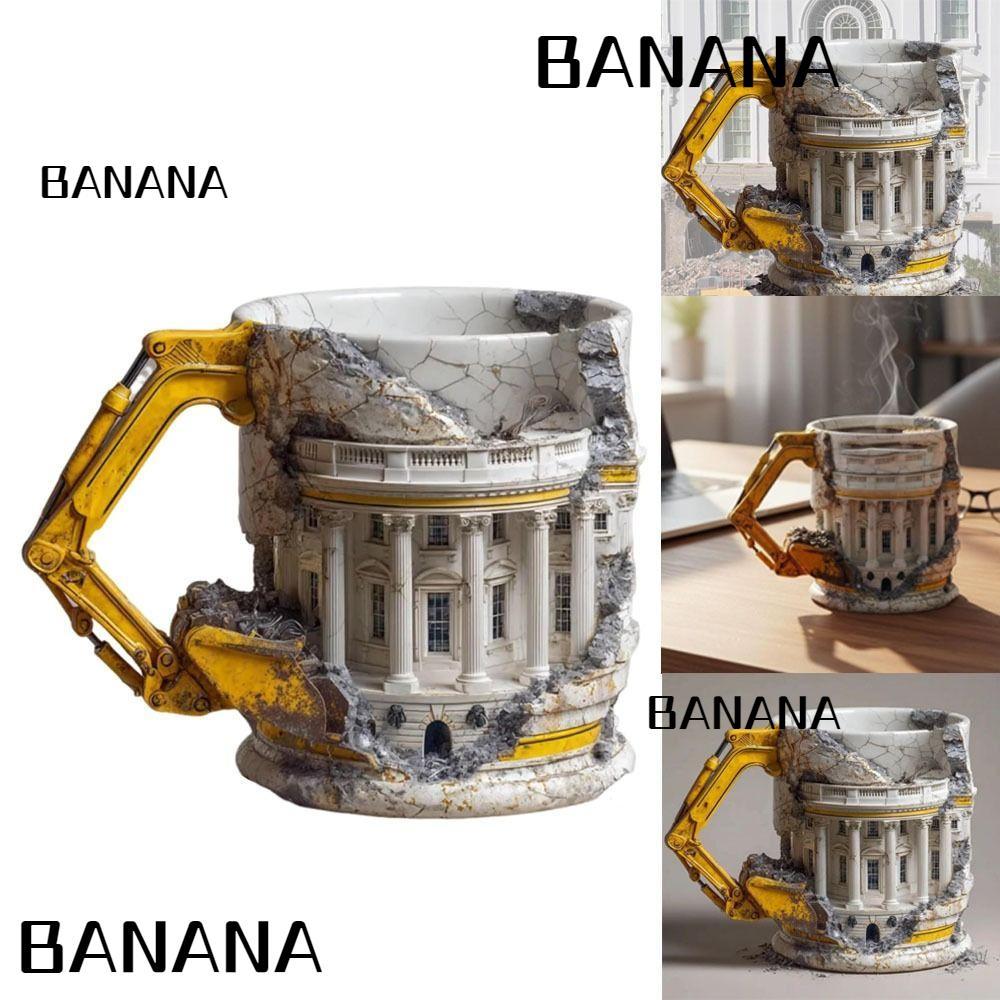BANANA1 Ai đó Lied Cốc phá hủy, có tay cầm Cốc cà phê bằng gốm bền, Máy xúc in hình xây dựng Tay cầm