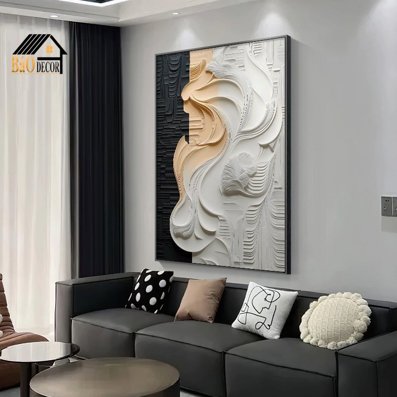 Tranh tối giản trừu tượng treo tường khung nhôm Decor phòng ngủ khách bắc âu hiện đại vintage trang 