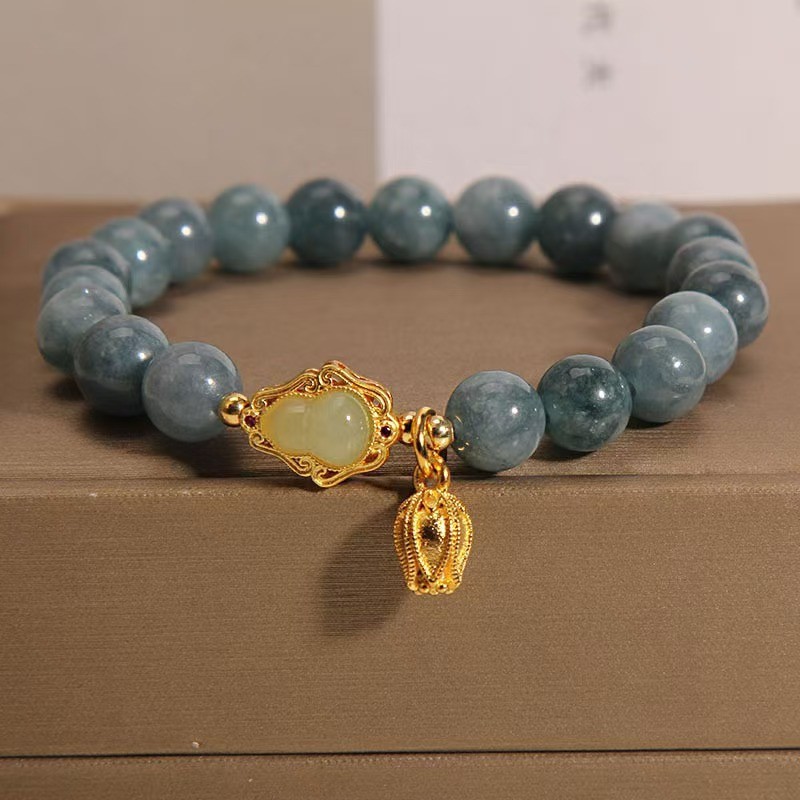 xinpin Natural stone azure blue bracelet for women ins Niche Light Luxury Good Luck Gourd Bracelet L