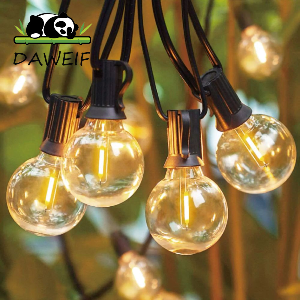 Đèn dây ngoài trời DAWEIF, Bóng đèn nhựa cắm EU US G40 Đèn dây quả cầu LED, Đầu ra điện áp rộng Thiế