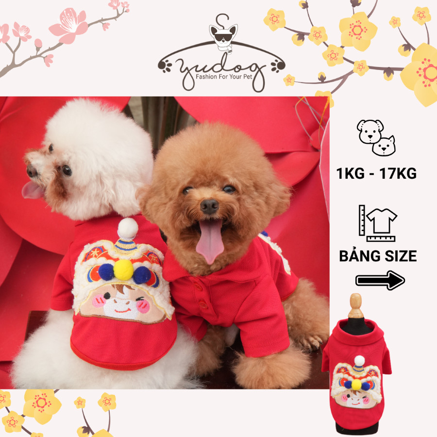 Áo tết thêu nổi cho chó mèo áo tết mặc cho chó mèo Yudog