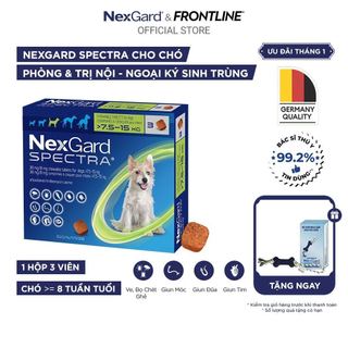   FREE QUÀ TẶNG  NexGard SPECTRA - Viên nhai mềm phòng nội ngoại ký sinh trùng dành cho Chó size M  7.5-15kg  