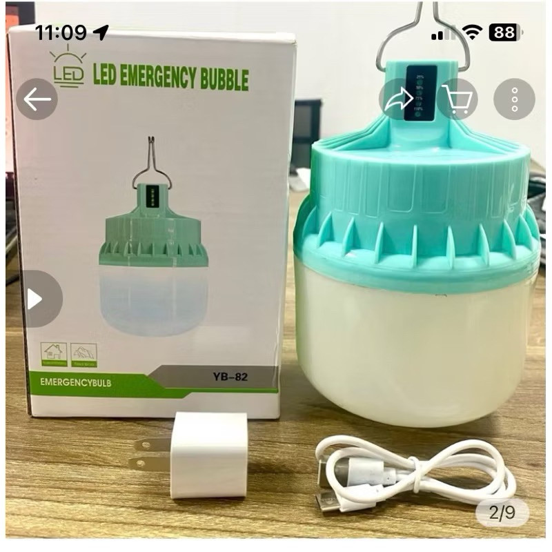 Bóng đèn tích điện YB82 công suất 100w 5cell pin tích trữ 6000mah, 3 chế độ sáng