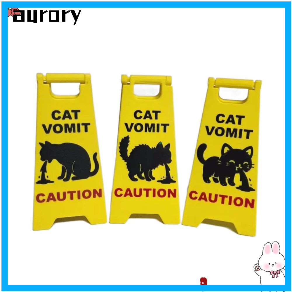 AURORY Cat Poop Signs, Mini Bright Yellow Caution Overstimulated Desk Sign, ABS Cat Vomit Signs Đồ t