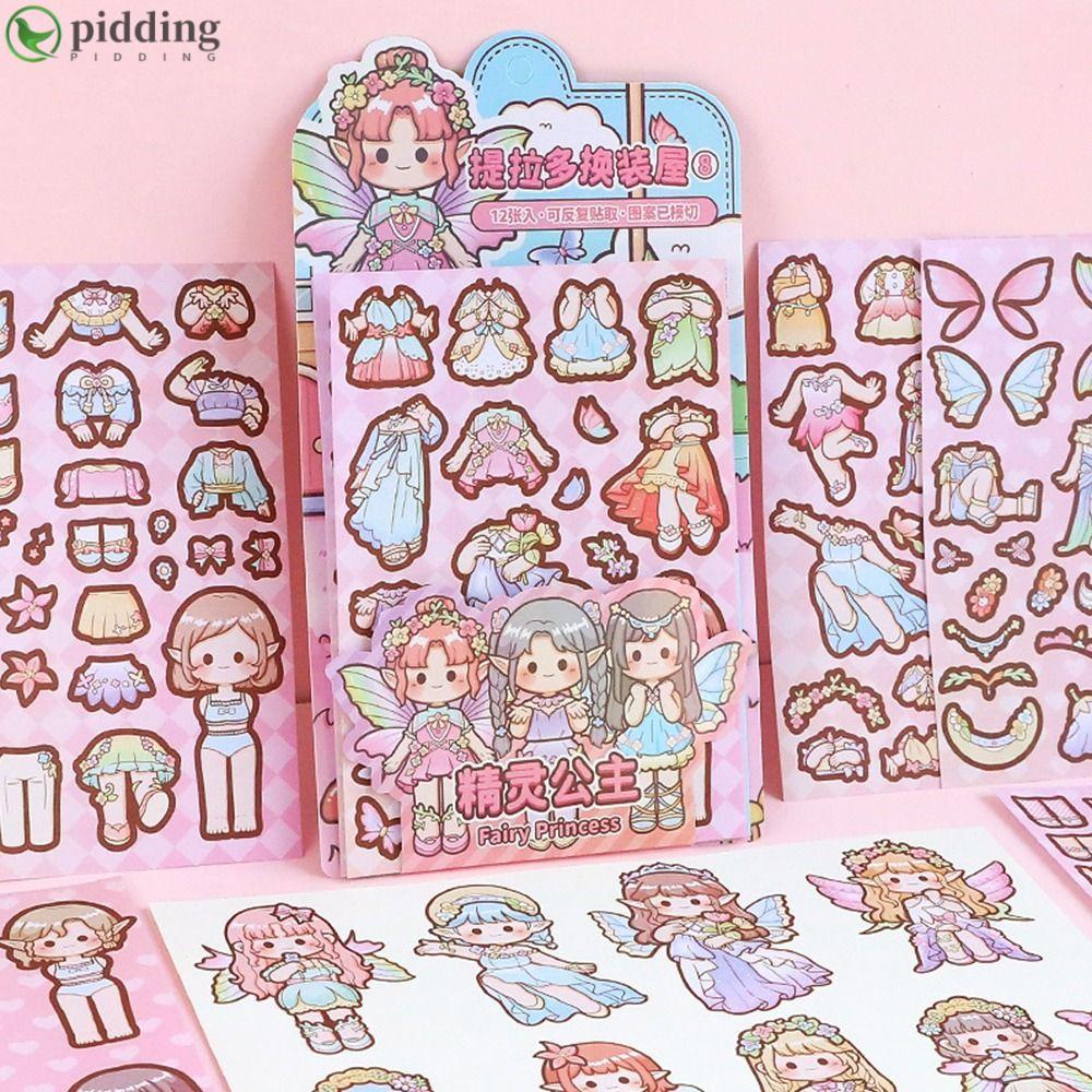 PIDDING Bé Gái Trang Điểm Dán Trang Trí, Papper Hàng Ngày Thay Quần Áo Trò Chơi Dán, Sáng Tạo Giảm C