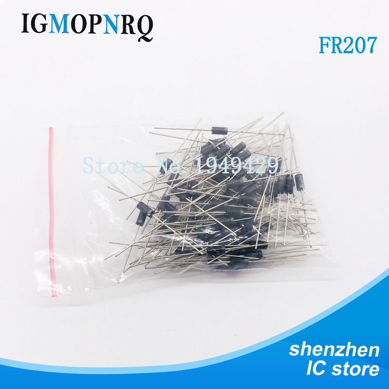 100 Cái / lốc Mới FR207 fr207 Chỉnh Lưu Diode 2A 1000V DO-15 Bán Buôn Điện Tử