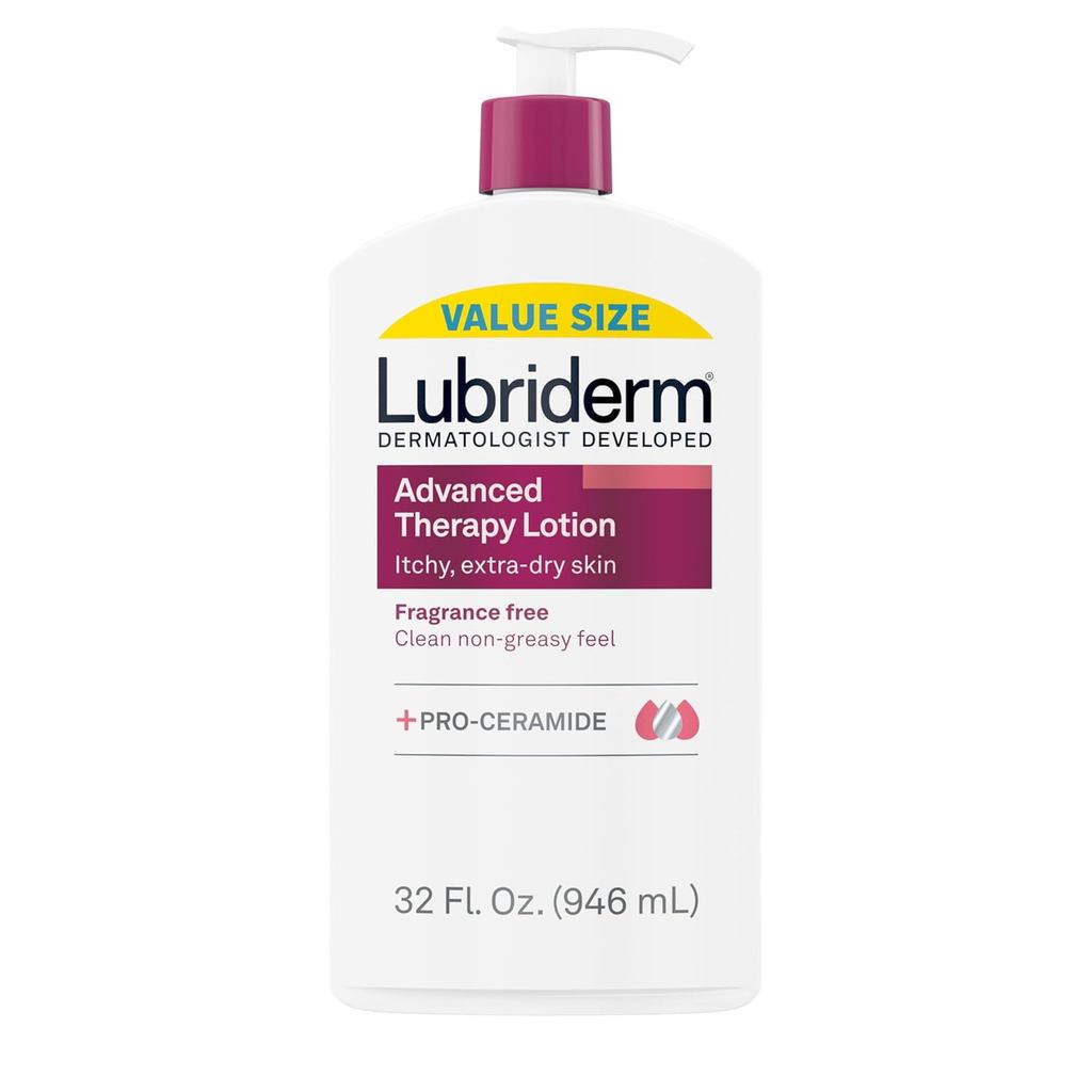 Lubriderm Advanced Therapy Fragrance-Free Moisturizing Hand & Body Lotion + Pro-Ceramide, Intense Hy