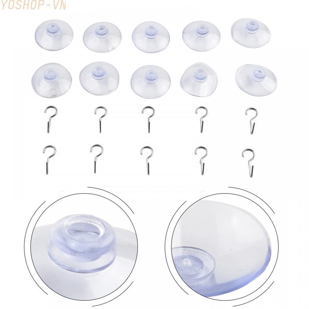 [Ysp]10 Pcs Suction Cups Sucker Hanger Plastic Hooks Small Clear Hanging Pack