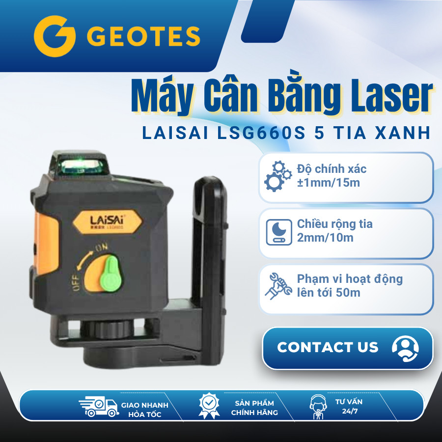 Máy cân bằng Laser Laisai LSG660S – 5 tia xanh treo tường –  không có chạc ba chân