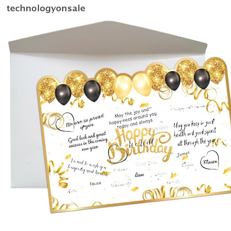 [Tech] New Happy Birthday Bla Gold Giant Birthday Guestbook Message Commemorative Card Boutique