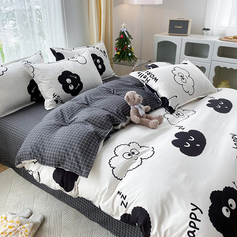 Bộ chăn ga gối cotton 4 món, ga trải giường, vỏ chăn, bộ chăn ga gối 3 món