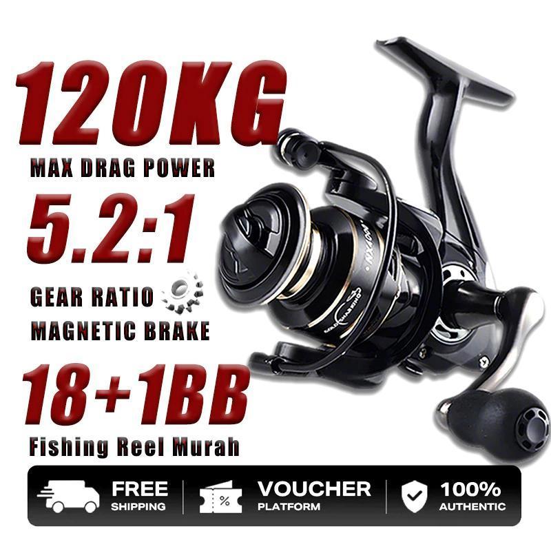 Fishing Reel 5.2:1 NX1000-4000 Max Drag 120KG Metal Spinning Rod Reel