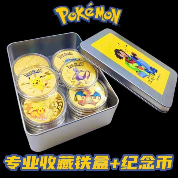 2025 Sản phẩm mới Pokémon Đồng xu kỷ niệm Bộ sưu tập Pokémon Đồng xu Pokemon Pikachu Vàng Bạc Đồng x