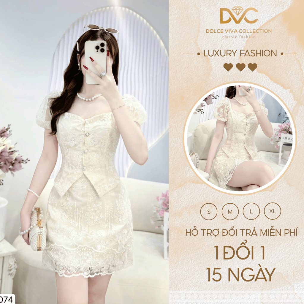 Đầm ren hoa nổi cao cấp ôm body, tôn dáng quyến rũ váy dự tiệc sang chảnh, phong cách sang chành DS6