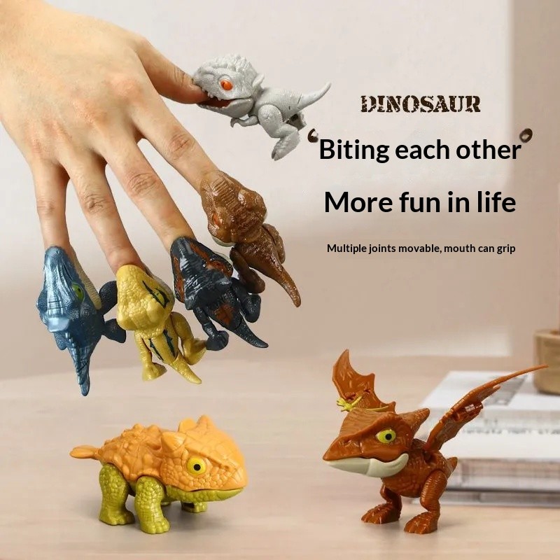 Đồ chơi khủng long chomping kỷ Jura mới, Cắn ngón tay T-Rex & Pterosaur với khớp di chuyển, Bộ nhân 
