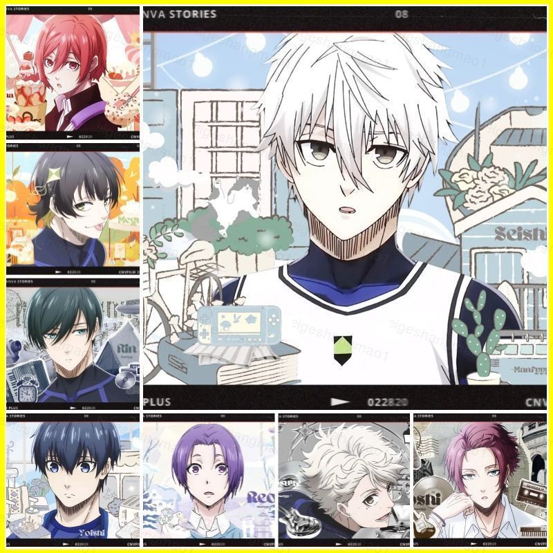 MG1 Xanh Khóa Phim Hoạt Hình Tự Dính poster Dán Tường Trang Trí Tranh Bachira Meguru Isagi Yoichi GM