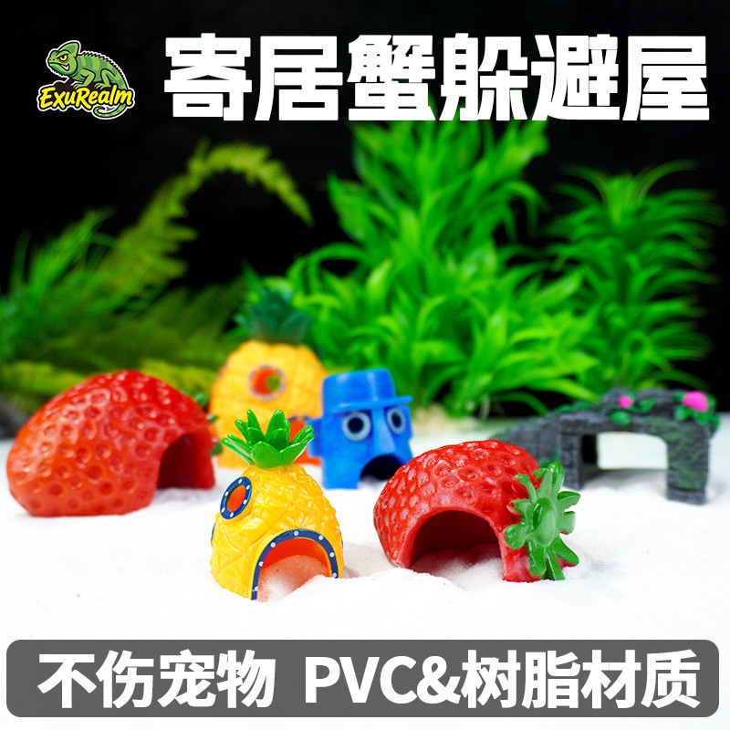 Hide House Vỏ dừa san hô Đồ trang trí cảnh quan bò sát Cua ẩn sĩ Vỏ dừa tự nhiên Bộ cua ẩn sĩ Bể cá 