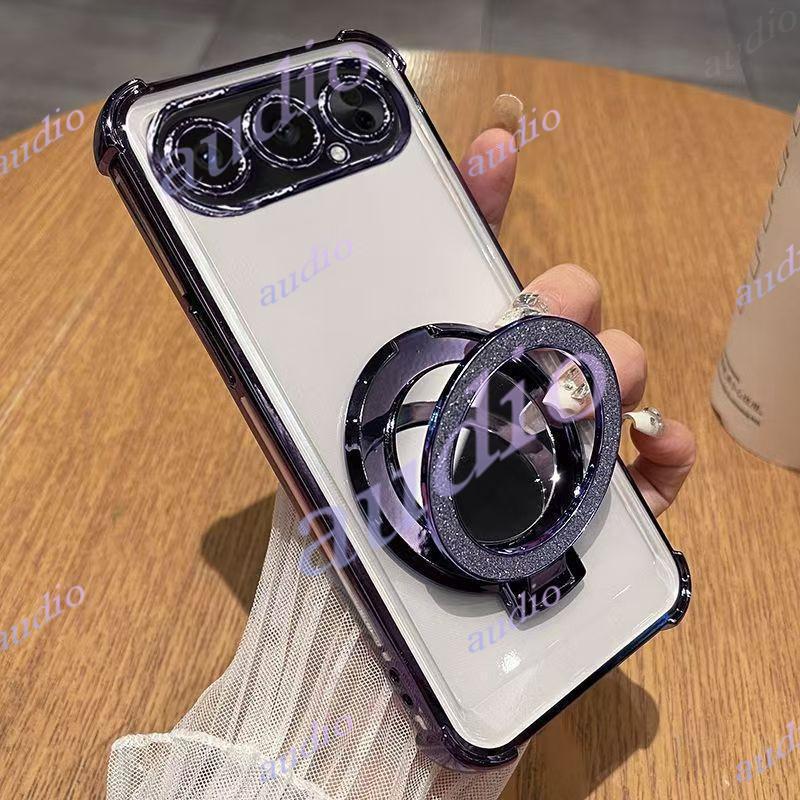 Ốp điện thoại trong suốt mạ bốn góc HONOR 500 Pro 5G có giá đỡ lấp lánh cho Honor 500 Pro Honor500 5