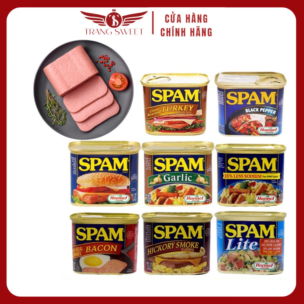Thịt hộp Spam Thịt Heo Hộp Spam Mỹ Less Sodium, Classic 340g