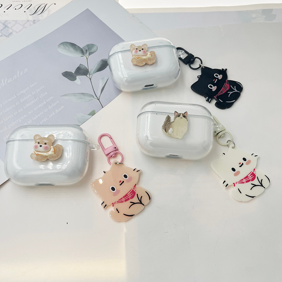 Ốp Lưng keychian Mèo Dễ Thương Cho UGREEN HiTune S3 S5 S8 H5 H6pro T3 T6 / T6S t3pro Vỏ Tai Nghe Sil
